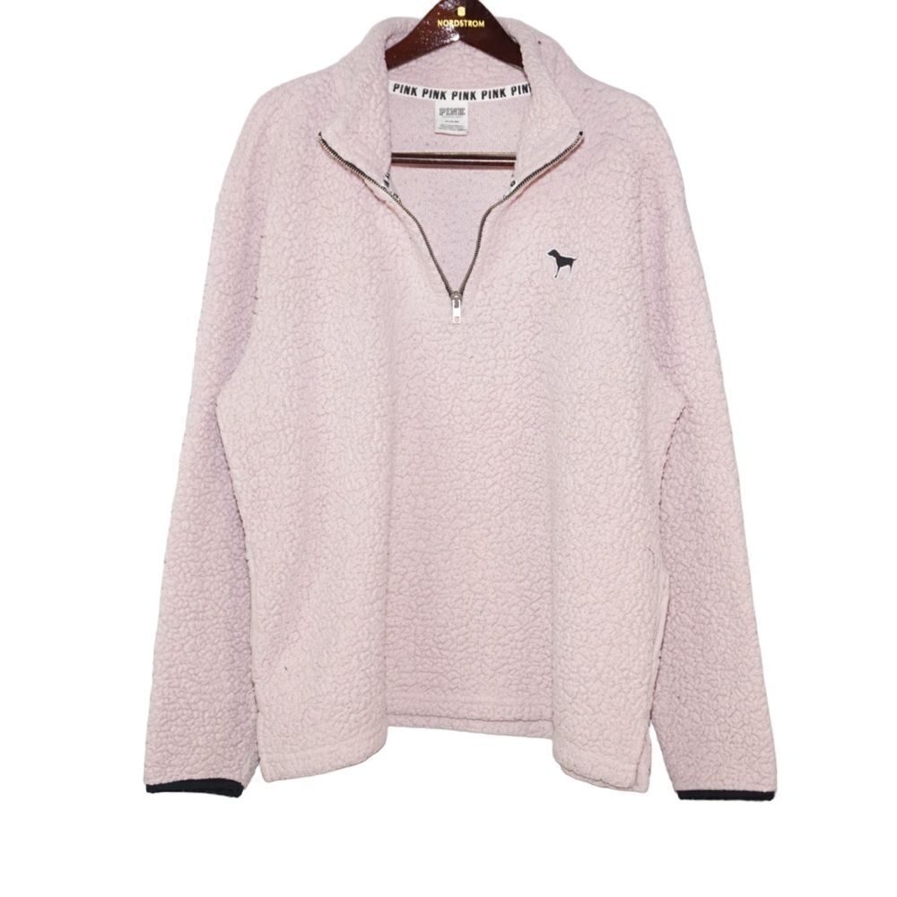 PINK Victoria's Secret Light Pink Sherpa Pullover, Medium